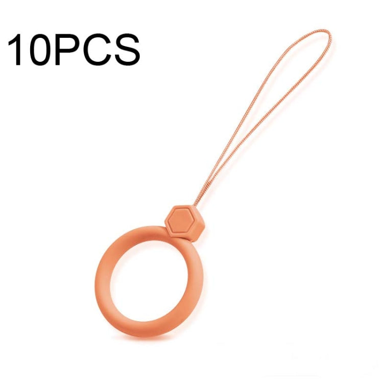 10 PCS Silicone Ring Mobile Phone Lanyard Water Bottle Anti-fall Pendant(Coral Orange) - Lanyards & Wrist Straps by buy2fix | Online Shopping UK | buy2fix