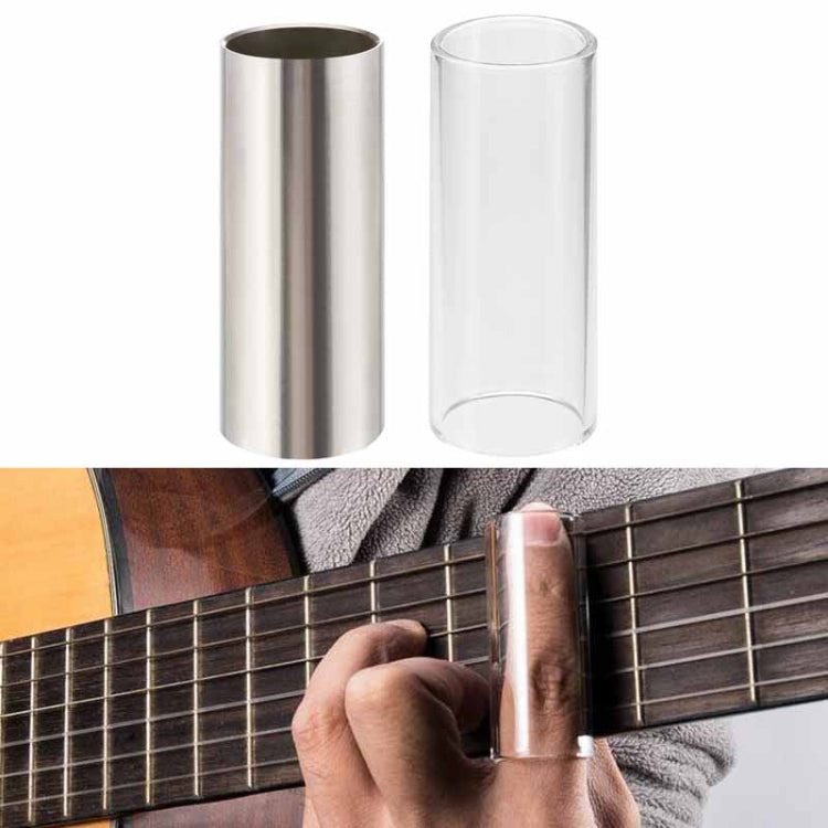 Metal Electric Guitar Glide Pipe Glass Guitar Glide Stick Finger Set(Silver+Transparent) - Guitar Tuner Accessories by buy2fix | Online Shopping UK | buy2fix