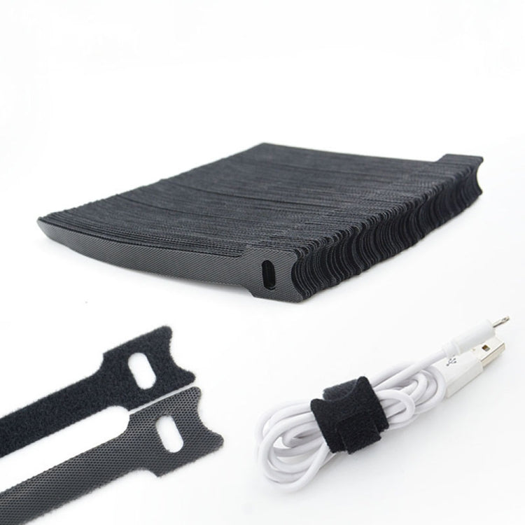 50 PCS T-shape Self-Adhesive Data Cable Organizer Bundles 12 x 120mm Black by buy2fix