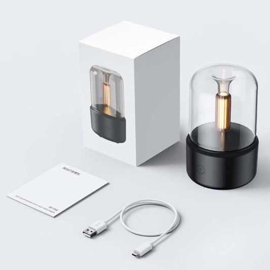 120ML Simulated Candlelight Aroma Diffuser USB Home Atmosphere Night Light Humidifier(Black) - Air Purifiers & Accessories by buy2fix | Online Shopping UK | buy2fix