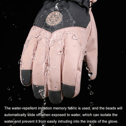 1 Pair Outdoor Cycling Sports Cold and Windproof Warm Finger Gloves, Style: Female Type (Pink Gray) - Full Finger Gloves by buy2fix | Online Shopping UK | buy2fix