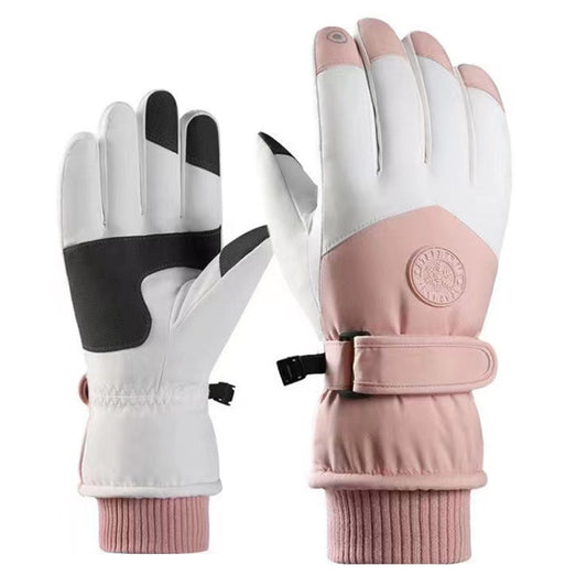 1 Pair Outdoor Cycling Sports Cold and Windproof Warm Finger Gloves, Style: Female Type (Pink White) - Full Finger Gloves by buy2fix | Online Shopping UK | buy2fix