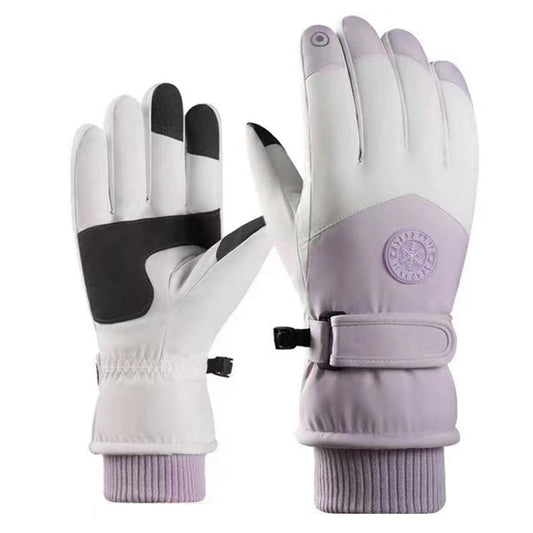 1 Pair Outdoor Cycling Sports Cold and Windproof Warm Finger Gloves, Style: Female Type (Purple White) - Full Finger Gloves by buy2fix | Online Shopping UK | buy2fix