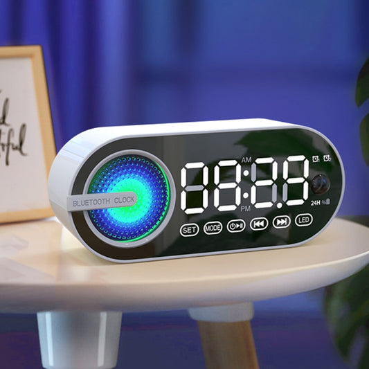 RBT-G30 Mirror Colorful Light Subwoofer Bluetooth Alarm Clock Audio, Spec: Voice Version (White) - Desktop Speaker by buy2fix | Online Shopping UK | buy2fix