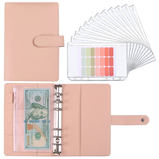 A6 Macaron Notebook PU Loose-leaf Cash Budget Handbook(Pink) - Notebooks by buy2fix | Online Shopping UK | buy2fix