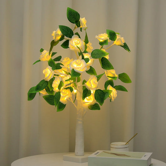 SJ-SD054 LED Valentine Day Rose Indoor Party Decoration Lights(White Bottom Milk White) by buy2fix