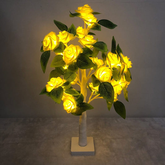 SJ-SD054 LED Valentine Day Rose Indoor Party Decoration Lights(White Bottom Yellow) by buy2fix