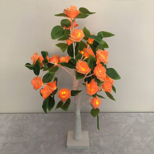 SJ-SD054 LED Valentine Day Rose Indoor Party Decoration Lights(White Bottom Orange) by buy2fix