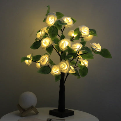 SJ-SD054 LED Valentine Day Rose Indoor Party Decoration Lights(Brown Bottom Milk White) by buy2fix