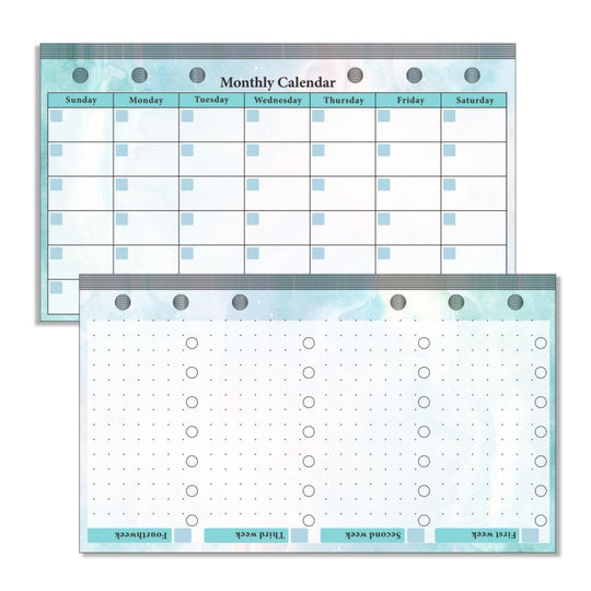 A6 6 Hole Budget Book Loose-leaf Replacement Core Handbook Insert,Spec: Monthly Plan 56 Sheets