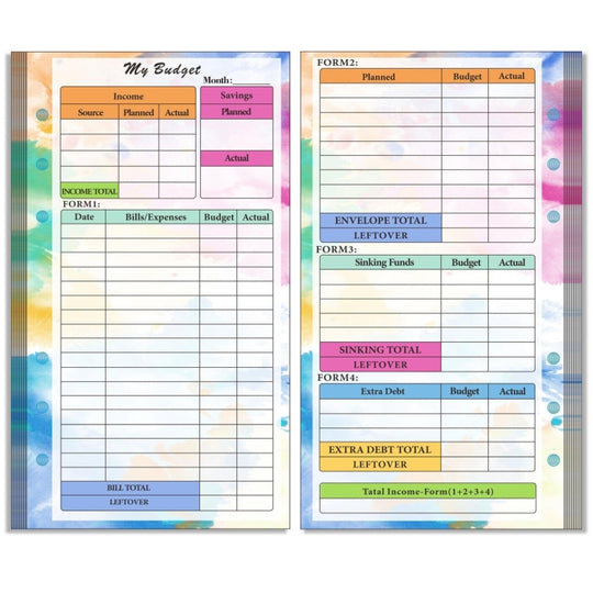 A6 6 Hole Budget Book Loose-leaf Replacement Core Handbook Insert,Spec: Budget Page 56 Sheets
