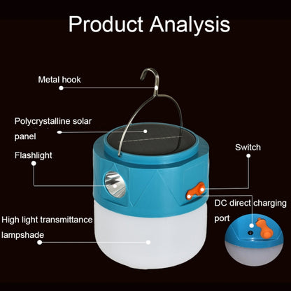 105 Solar Rechargeable LED Bulb Light Camping Light Emergency Light with Flashlight Function(Blue) by buy2fix