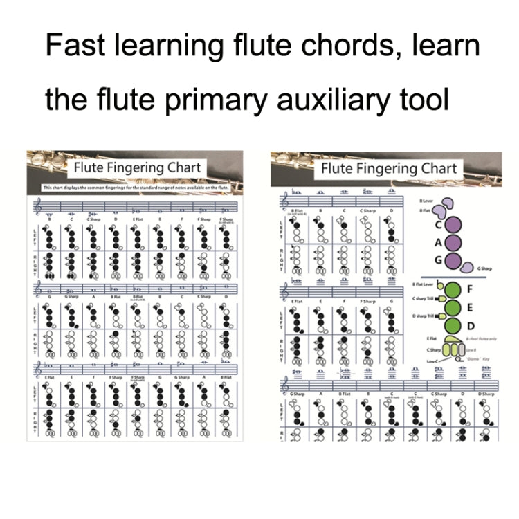 Coated Paper Flute Chord Fingering Practice Chart Staff Chord Fingering(Small) - Other Accessories by buy2fix | Online Shopping UK | buy2fix