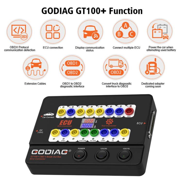 GODIAG GT100+ OBDII Breakout Box Diagnostic Port Tester ECU Bench Connector(EU Plug) - Electronic Test by buy2fix | Online Shopping UK | buy2fix
