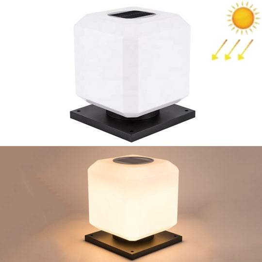 003 Solar Square Outdoor Post Light LED Waterproof Wall Lights, Size: 25cm (Warm Light)