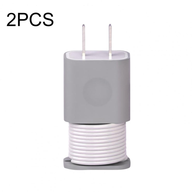 For iPhone 11/12 18W/20W Power Adapter 2pcs Protective Case Cover Data Cable Organizer(Grey) by buy2fix