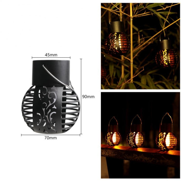 2 PCS Solar Simulation Flame Hollow Ball Hanging Lights Balcony Decorative Lights(Black) by buy2fix