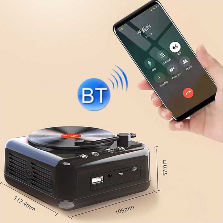 Manovo H3 Retro Vinyl Record Player Shape Mini Bluetooth Speaker, Color: Wood Grain - Desktop Speaker by buy2fix | Online Shopping UK | buy2fix