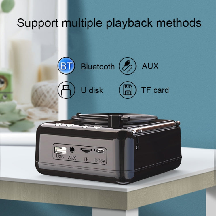 Manovo H3 Retro Vinyl Record Player Shape Mini Bluetooth Speaker, Color: Wood Grain - Desktop Speaker by buy2fix | Online Shopping UK | buy2fix
