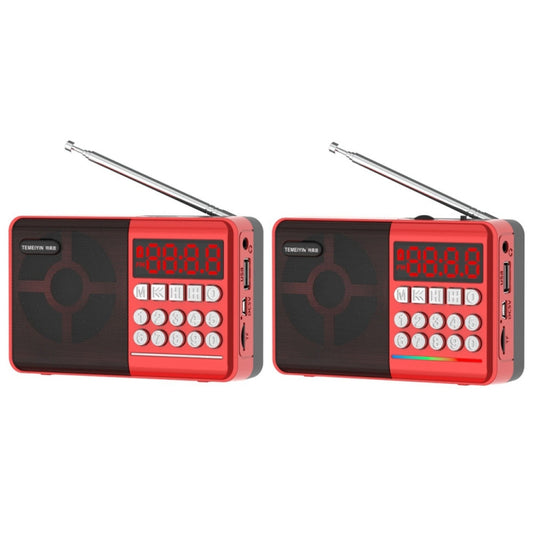 TEMEIYIN LED Digital Display Card Bluetooth Radio Speaker Morning Exercise Portable Player, Color: Red with Light - Desktop Speaker by TEMEIYIN | Online Shopping UK | buy2fix