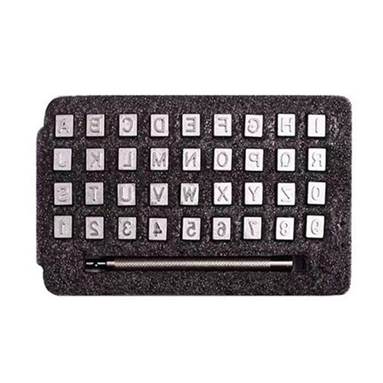36 In 1 Leather English Print Punch Digital Seal Craft Leather Carving Tools, Size: 6.5mm