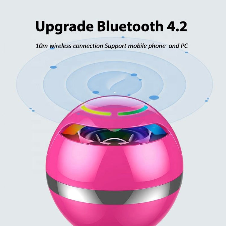 GS009 Bluetooth 4.2 Round Ball Small Speaker With Colorful Light Support TF Card / FM(Black) - Desktop Speaker by buy2fix | Online Shopping UK | buy2fix