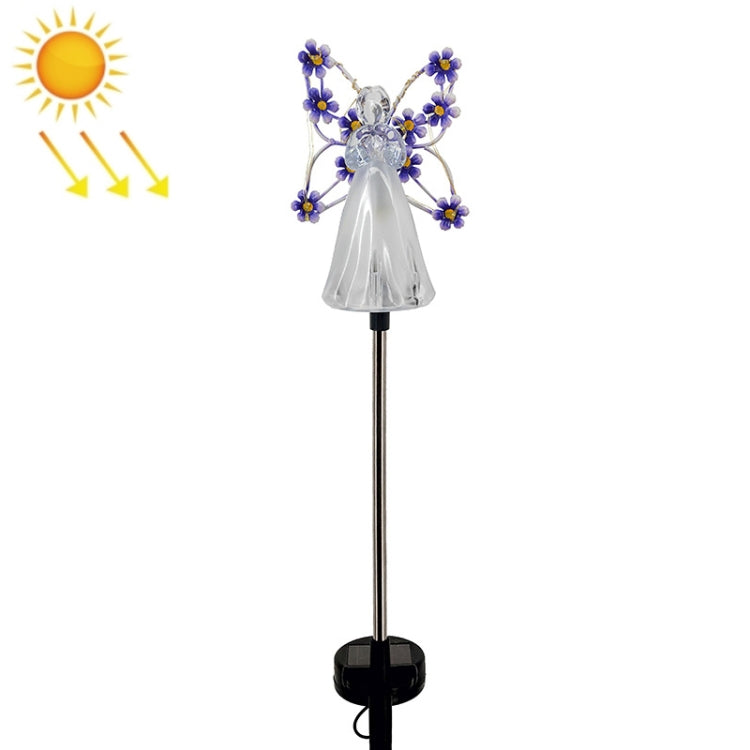Solar Angel Garden Light Outdoor Decoration Patio Garden Ground Plug Light(Purple) by buy2fix