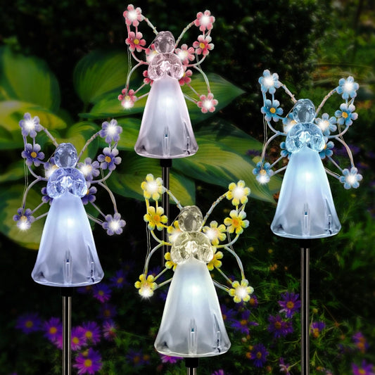 Solar Angel Garden Light Outdoor Decoration Patio Garden Ground Plug Light(Purple) by buy2fix
