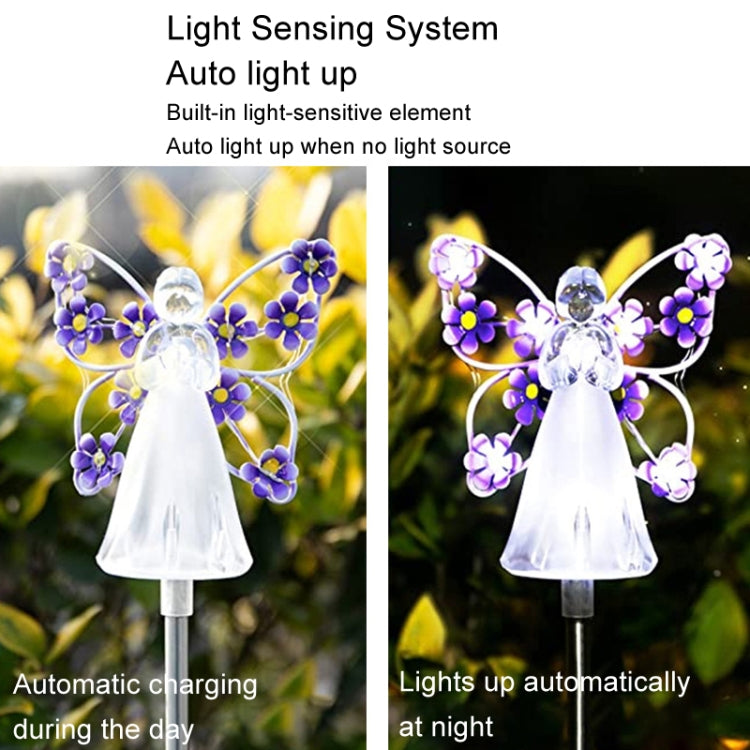 Solar Angel Garden Light Outdoor Decoration Patio Garden Ground Plug Light(Purple) by buy2fix