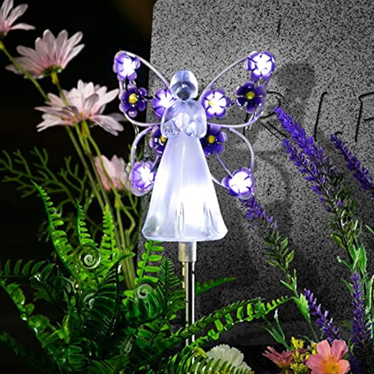 Solar Angel Garden Light Outdoor Decoration Patio Garden Ground Plug Light(Purple) by buy2fix