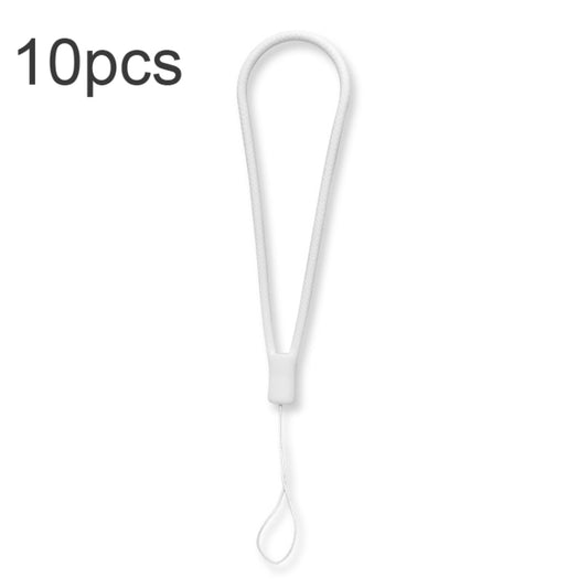10pcs  Silicone Woven Pattern  Cell Phone Lanyard Anti-loss Hand Rope(White) - Lanyards & Wrist Straps by buy2fix | Online Shopping UK | buy2fix
