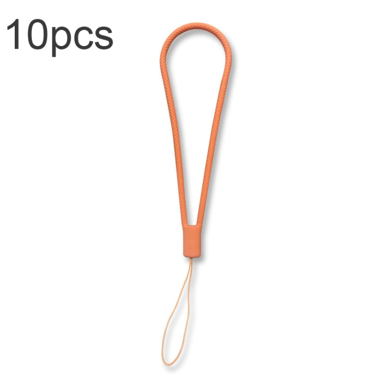 10pcs  Silicone Woven Pattern  Cell Phone Lanyard Anti-loss Hand Rope(Sugar Orange) - Lanyards & Wrist Straps by buy2fix | Online Shopping UK | buy2fix