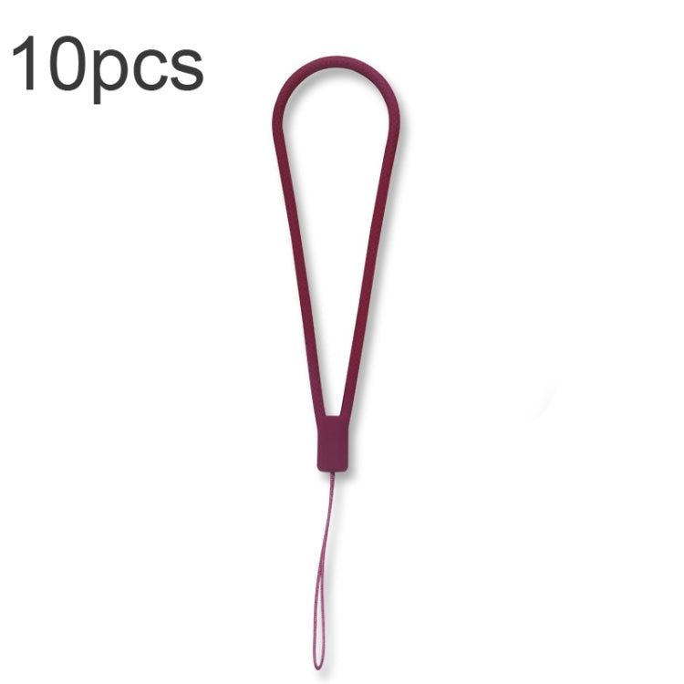 10pcs  Silicone Woven Pattern  Cell Phone Lanyard Anti-loss Hand Rope(Pomegranate Red) - Lanyards & Wrist Straps by buy2fix | Online Shopping UK | buy2fix