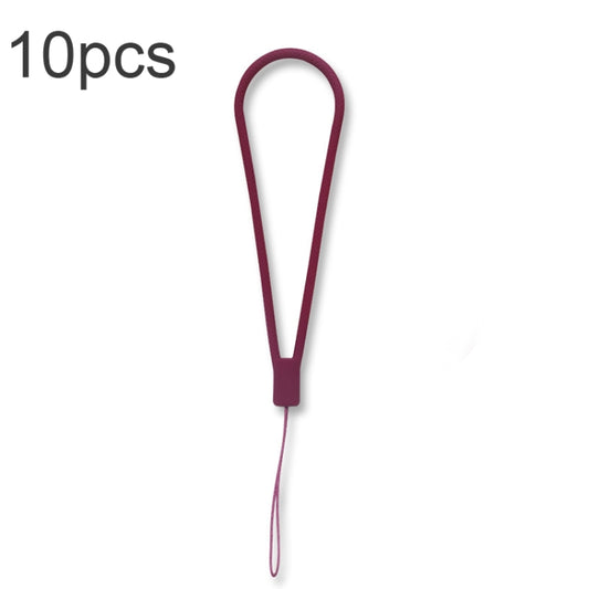 10pcs  Silicone Woven Pattern  Cell Phone Lanyard Anti-loss Hand Rope(Pomegranate Red) - Lanyards & Wrist Straps by buy2fix | Online Shopping UK | buy2fix