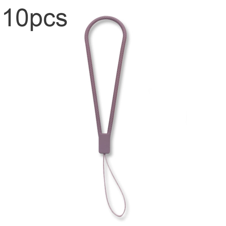 10pcs  Silicone Woven Pattern  Cell Phone Lanyard Anti-loss Hand Rope(Cherry Purple) - Lanyards & Wrist Straps by buy2fix | Online Shopping UK | buy2fix