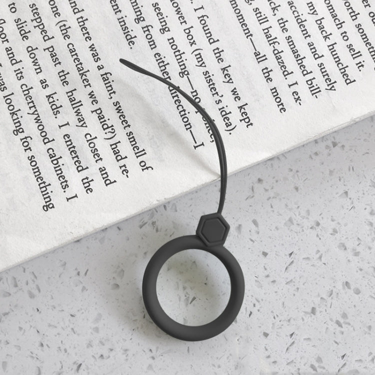 10pcs Gemstone  Finger Ring Silicone Cell Phone Lanyard U Disk Rope(Black) - Lanyards & Wrist Straps by buy2fix | Online Shopping UK | buy2fix