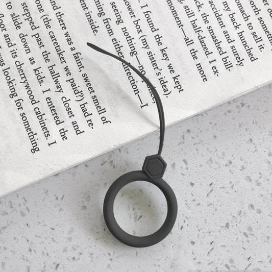 10pcs Gemstone  Finger Ring Silicone Cell Phone Lanyard U Disk Rope(Black) - Lanyards & Wrist Straps by buy2fix | Online Shopping UK | buy2fix