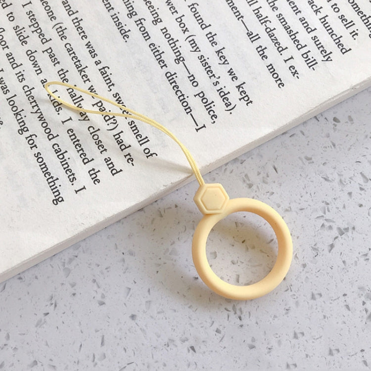 10pcs Gemstone  Finger Ring Silicone Cell Phone Lanyard U Disk Rope(Lemon Yellow) - Lanyards & Wrist Straps by buy2fix | Online Shopping UK | buy2fix