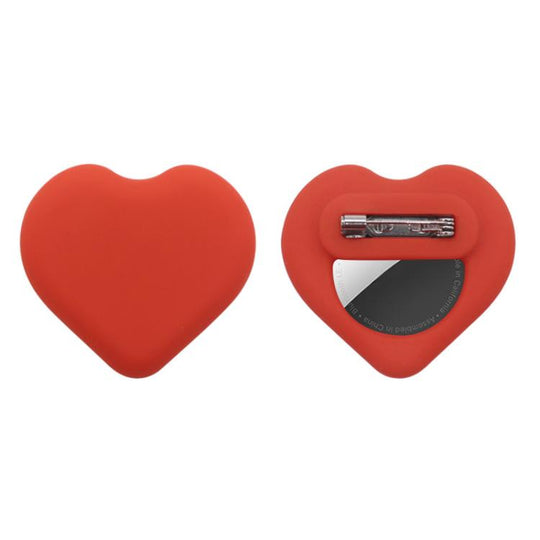 For AirTag 2nd Gen / AirTag 1st Gen Tracker Heart-Shape Silicone Case With Safety Pins Hidden Inside Clothes Shoes(Red)
