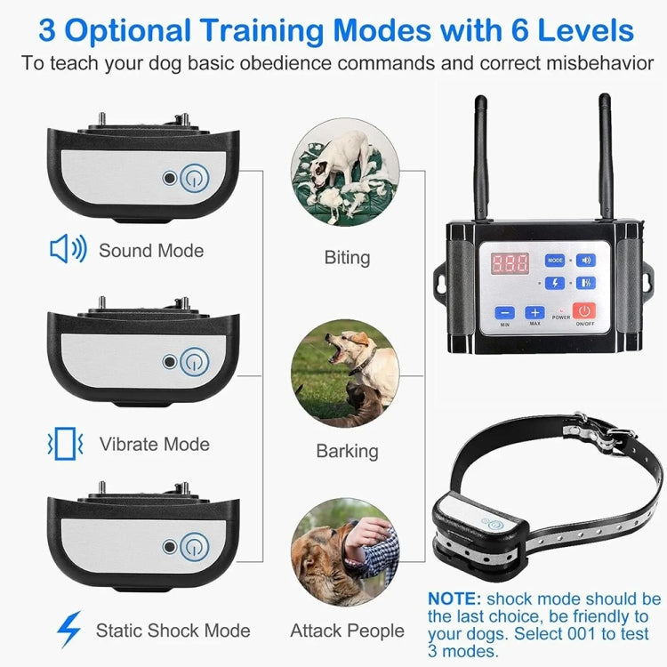 Outdoor Wireless Electronic Pet Fence Night Reflective Collar, Specification: One for Two(EU Plug) by buy2fix
