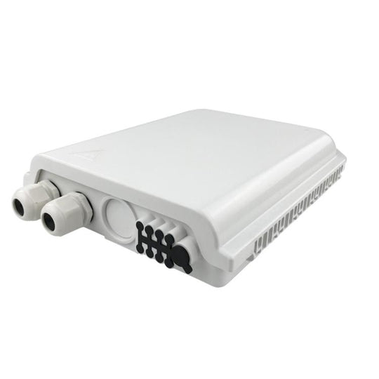 8-Core Outdoor-Rated Fiber Optic Splitter Box ABS Indoor/Outdoor Wall-Mounted Pole Fiber Optic Enclosure(White)