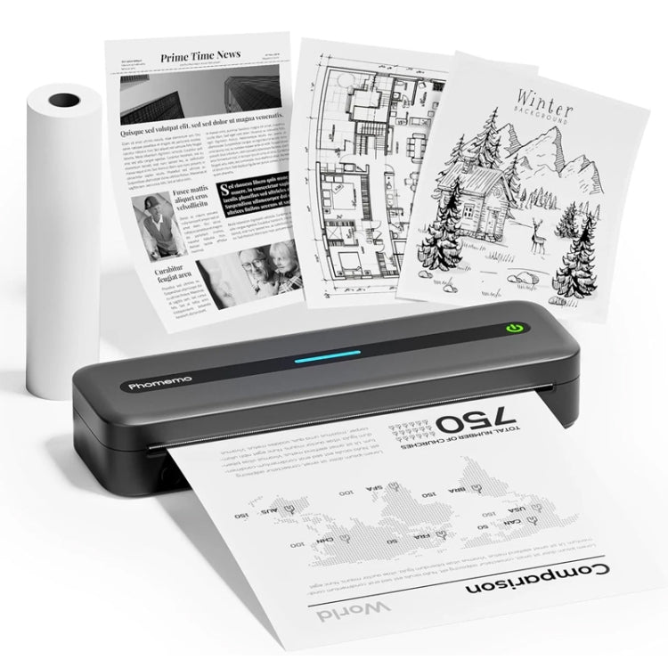 Phomemo M832 300dpi Wireless Thermal Portable Printer, Size: Letter Version(Gray) - Receipt Printers by Phomemo | Online Shopping UK | buy2fix