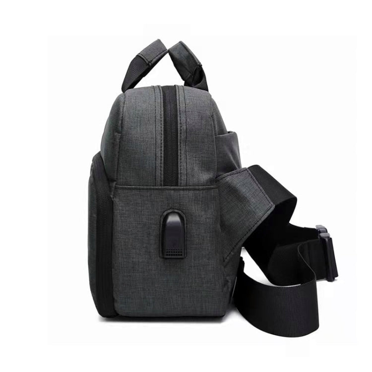 SLR Camera Bag Men Crossbody Photography Bag Waterproof Carrying Case with USB Charging Port, Size: Large by buy2fix