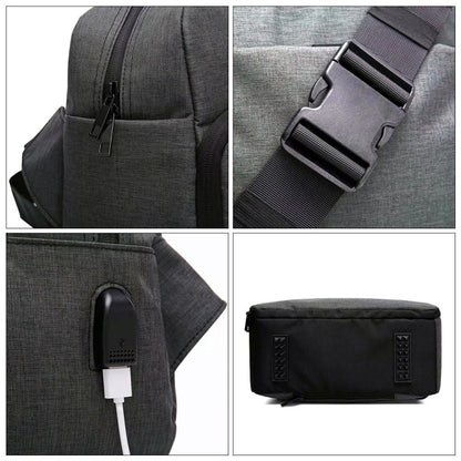 SLR Camera Bag Men Crossbody Photography Bag Waterproof Carrying Case with USB Charging Port, Size: Large by buy2fix
