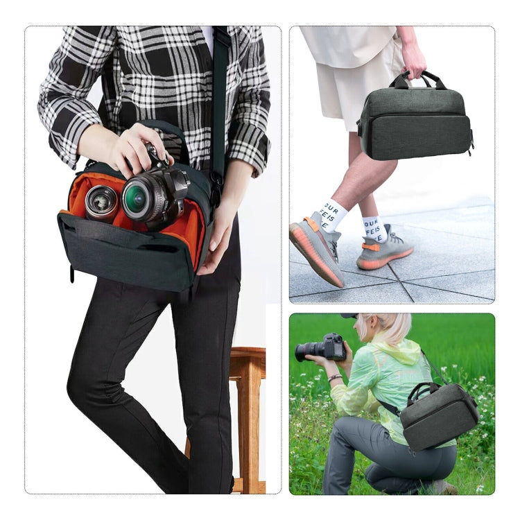 SLR Camera Bag Men Crossbody Photography Bag Waterproof Carrying Case with USB Charging Port, Size: Large by buy2fix
