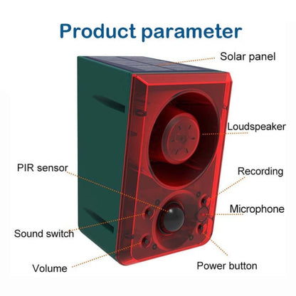 N911N Solar Alarm Infrared Sensor Sound And Light Blast Warning Light Animal Repeller(English Version) by buy2fix