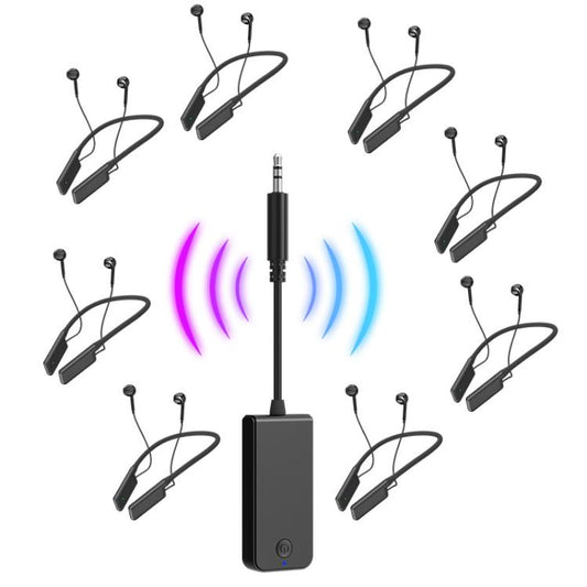 M001A Bluetooth 5.1 / 2.4G Dual-Mode Live Monitoring Neck-Hanging Wireless Headset, Spec: 1 For 8 - Neck-mounted Earphone by buy2fix | Online Shopping UK | buy2fix