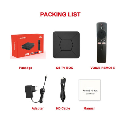 Q5 TV Set-Top Box 2G+8G Dual WiFi+Bluetooth Voice Remote HD Player(US Plug) by buy2fix
