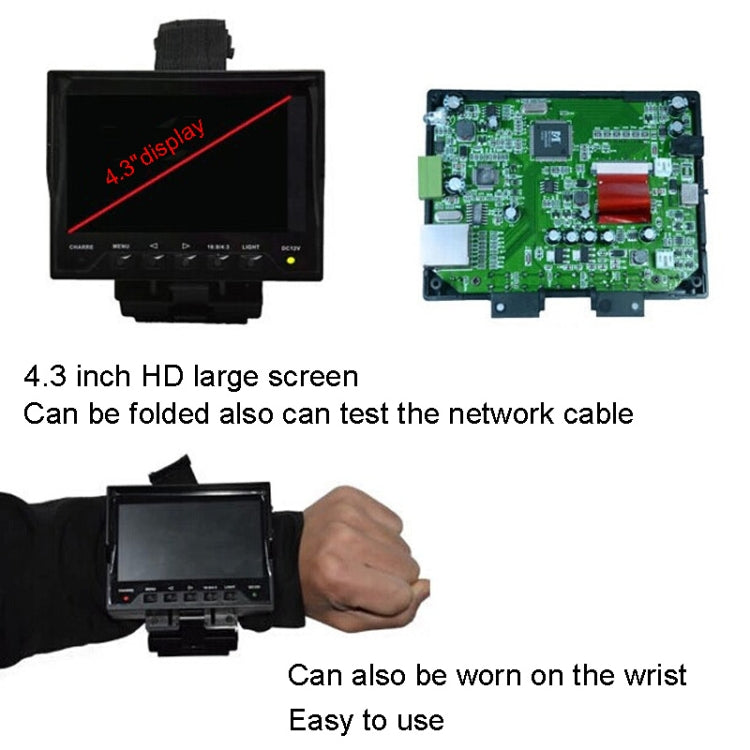 JSK-4300B 4.3 inch Handheld 12V Output Network Cable Monitoring Tester(With EU Plug Power Adapter) by buy2fix