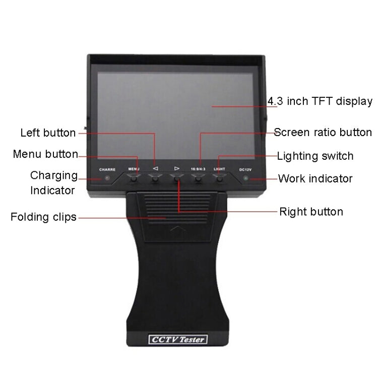 JSK-4300B 4.3 inch Handheld 12V Output Network Cable Monitoring Tester(With EU Plug Power Adapter) by buy2fix
